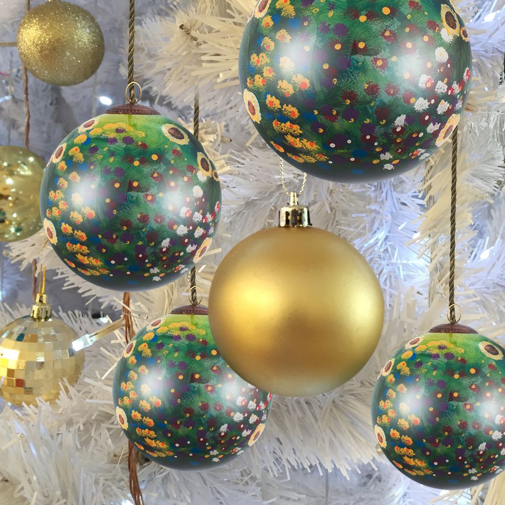 Farm Garden with Sunflowers Glass Ornament Collection (Set of 4)