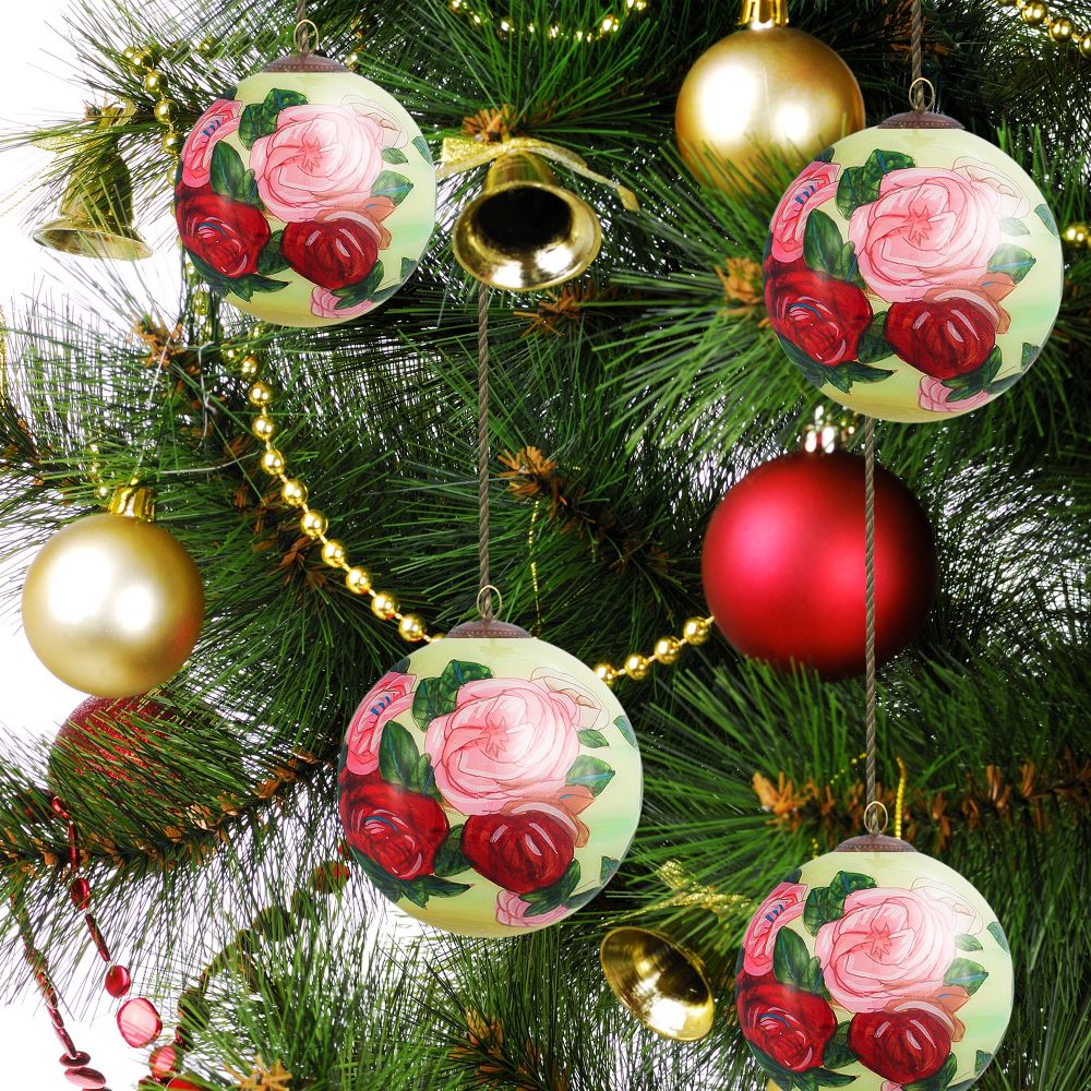 Discarded Roses Glass Ornament Collection (Set of 4)