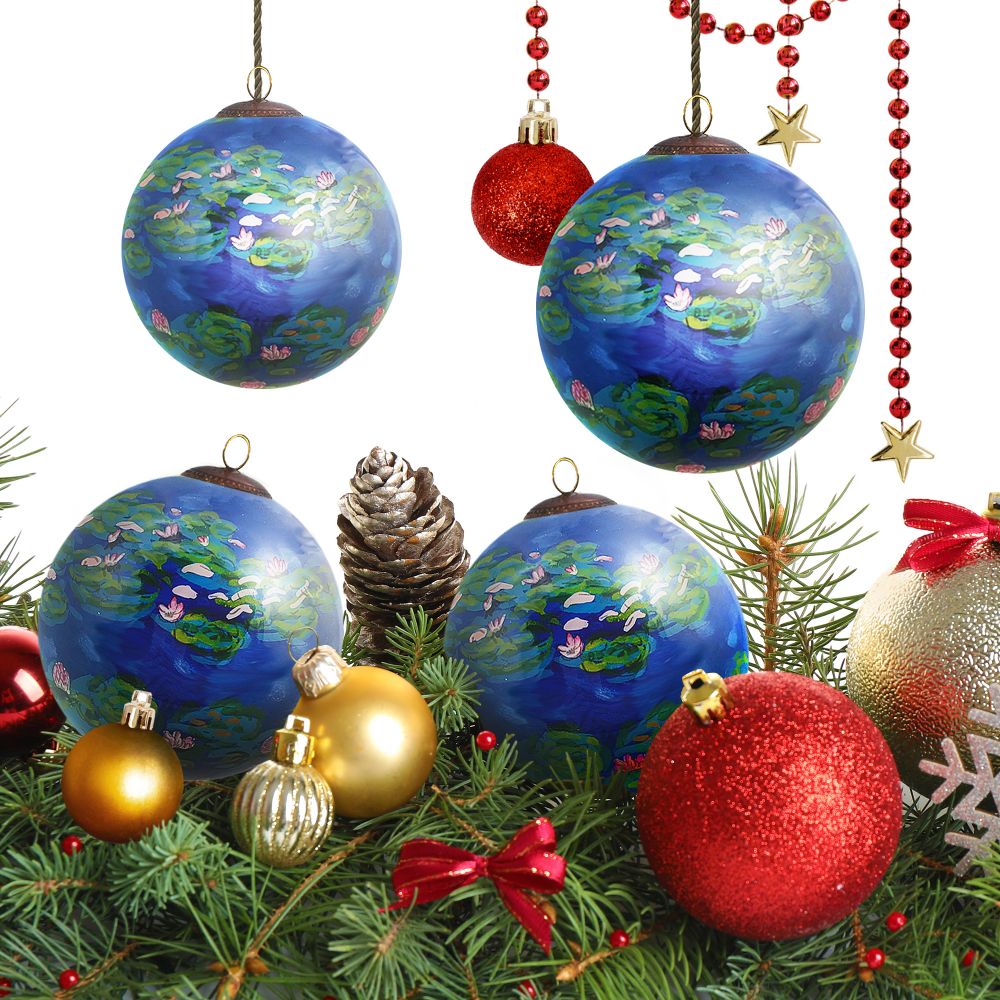 Water Lilies Glass Ornament Collection (Set of 4)