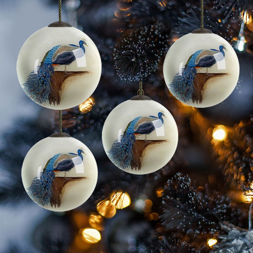 Peacock Glass Ornament Collection (Set of 4)