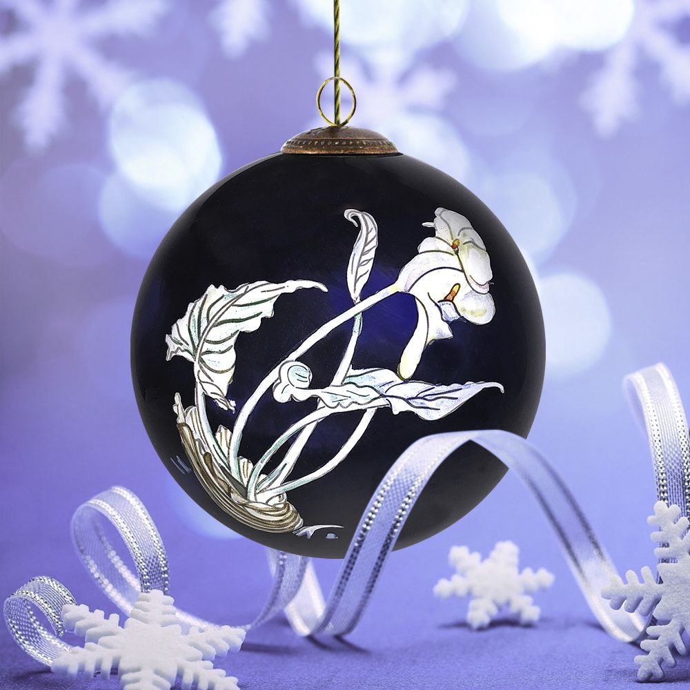 Calla Lilies (Bert Savoy) Hand Painted Glass Ornament Pre-framed