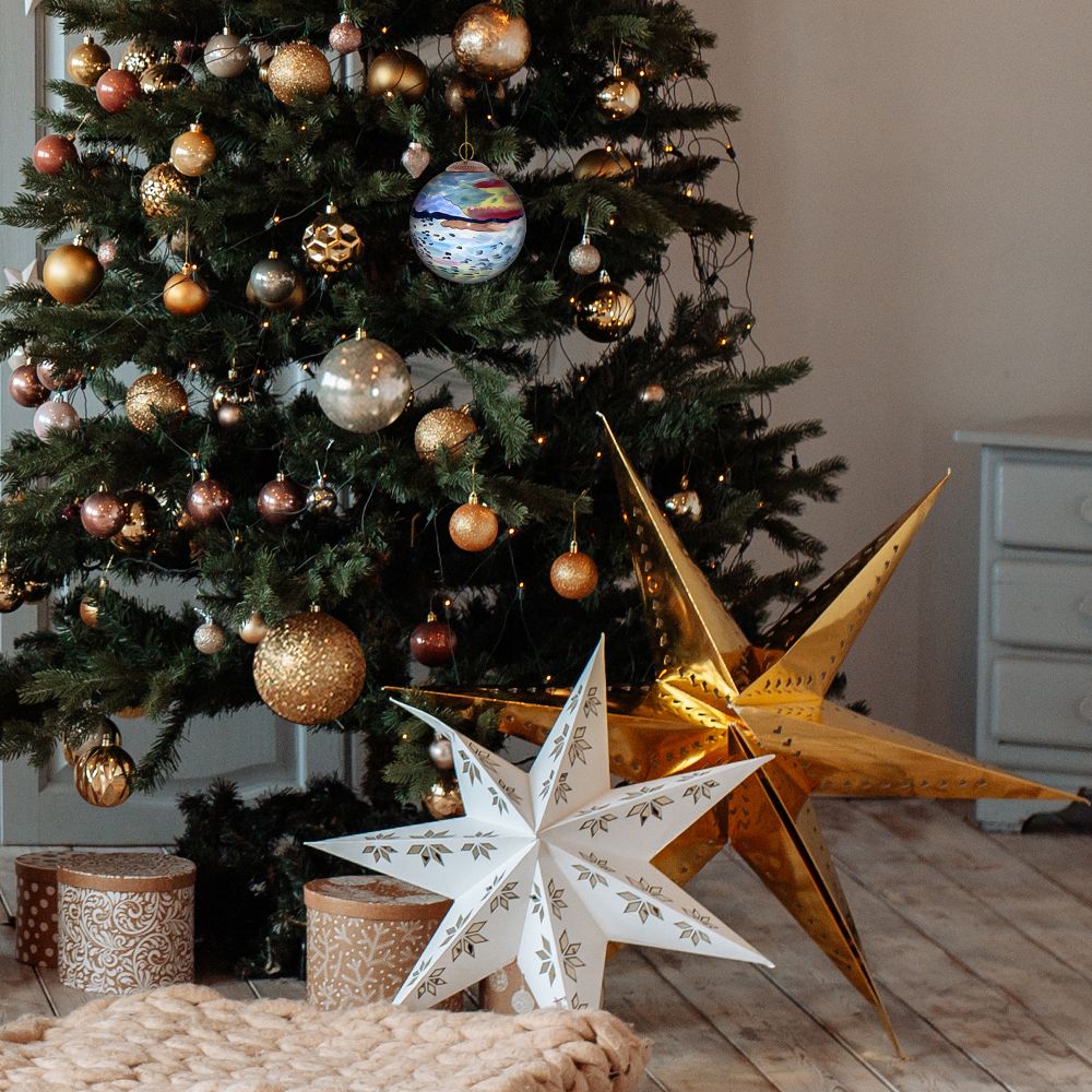 Impression, Sunrise Hand Painted Glass Ornament