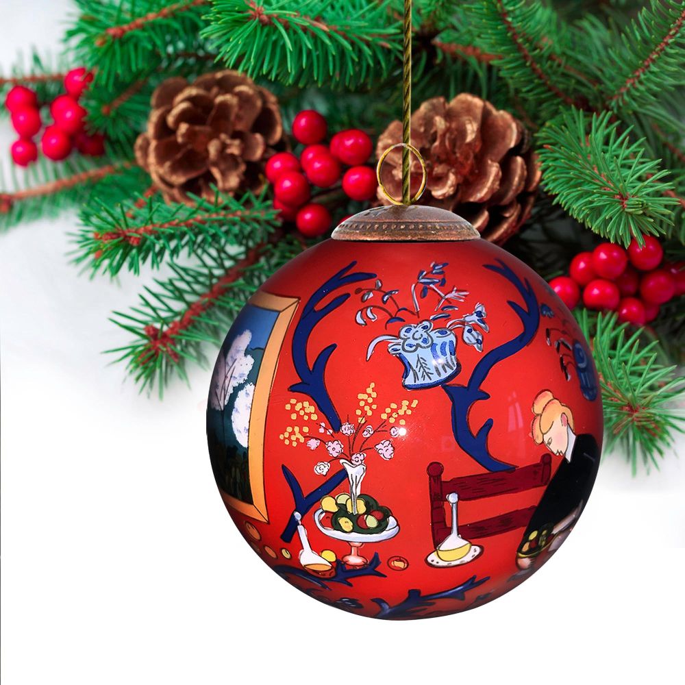 Red Room (Harmony in Red) Hand Painted Glass Ornament