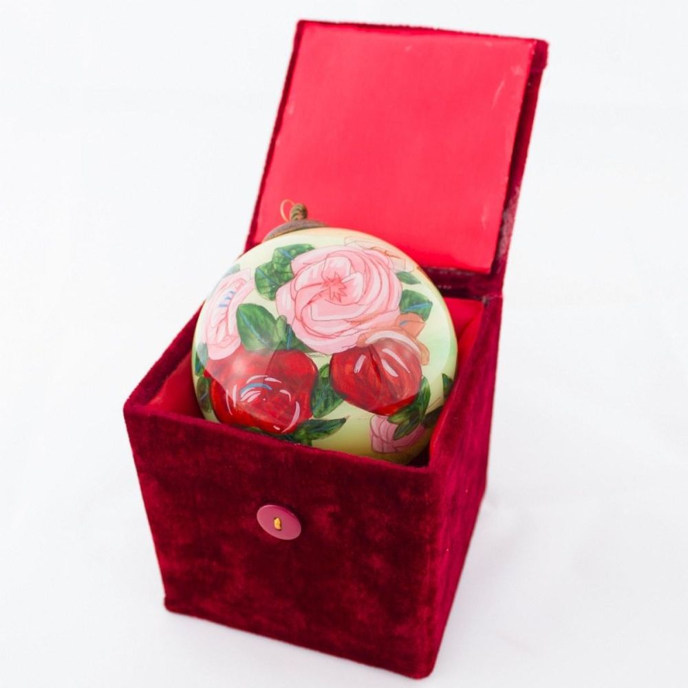 Discarded Roses Hand Painted Glass Ornament