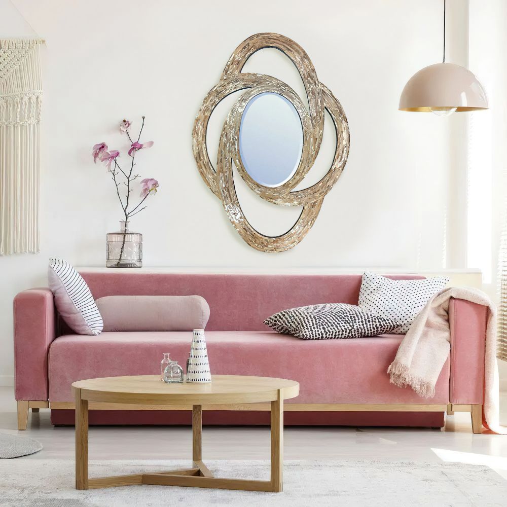 Rosey Mother of Pearl Framed Large Celtic Mirror