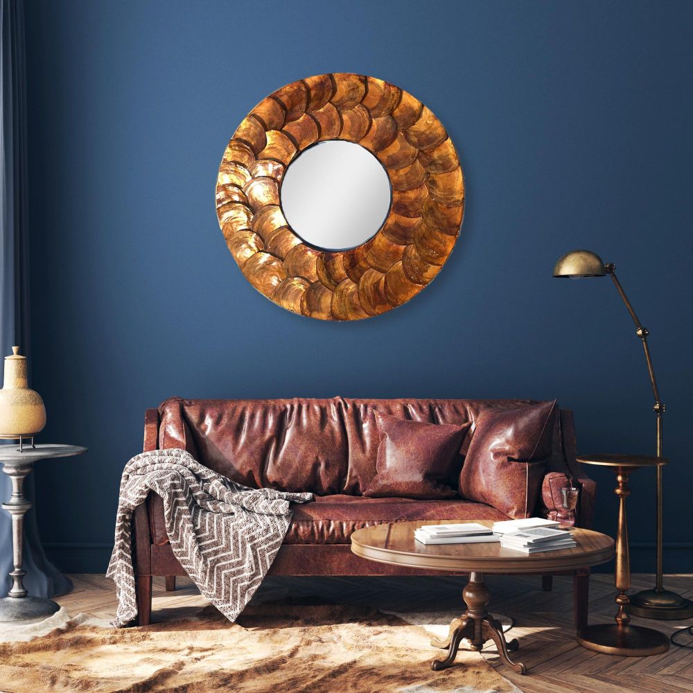 Bronze Aeolian Small Mother of Pearl Framed Mirror