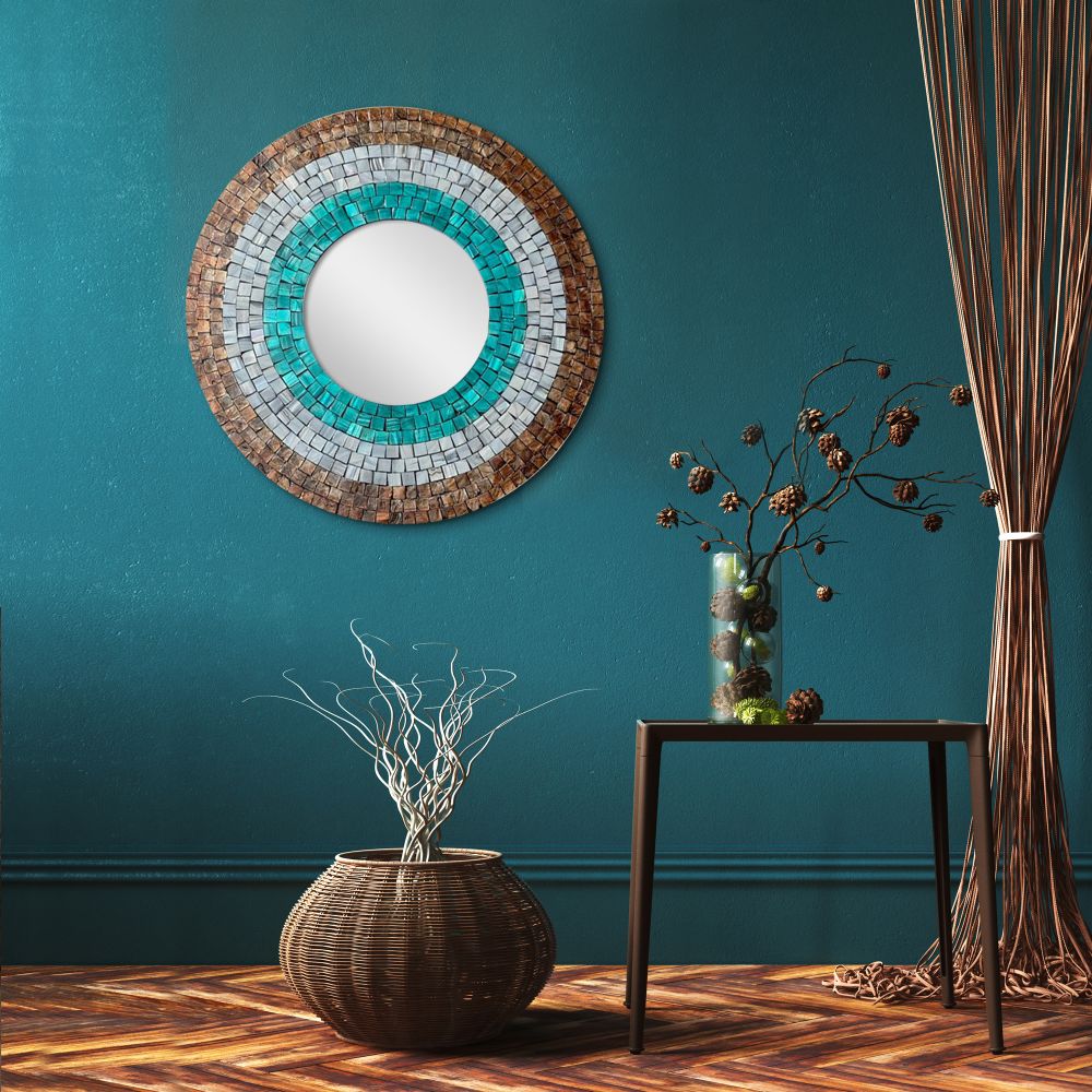 Southwestern Small Mother of Pearl Framed Mirror