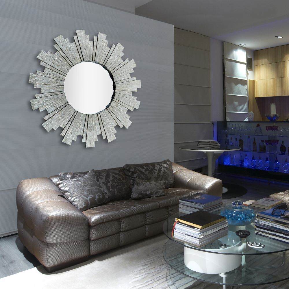 Sunburst Mother of Pearl Large Framed Mirror