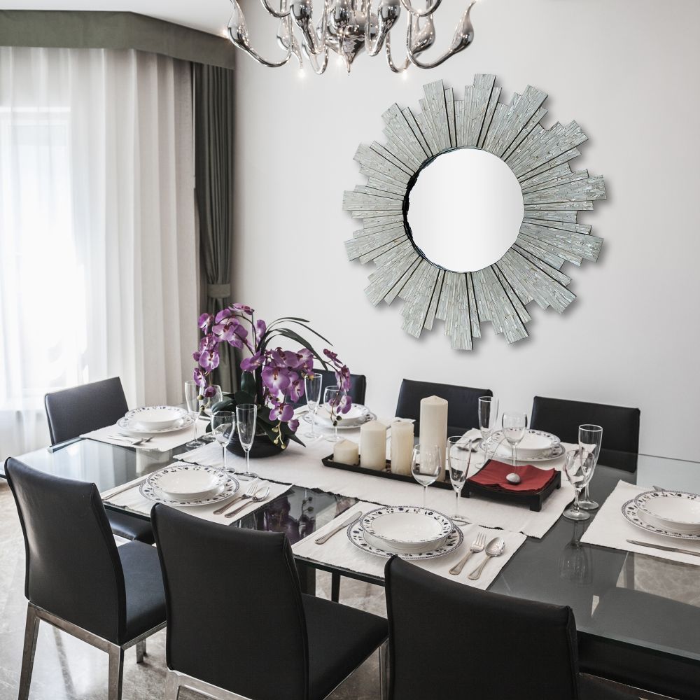 Sunburst Mother of Pearl Large Framed Mirror