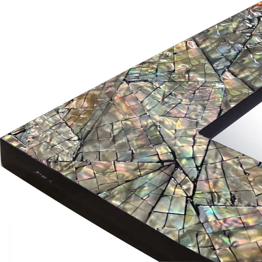 Brindled Glam Large Rectangle Mother of Pearl Framed Mirror