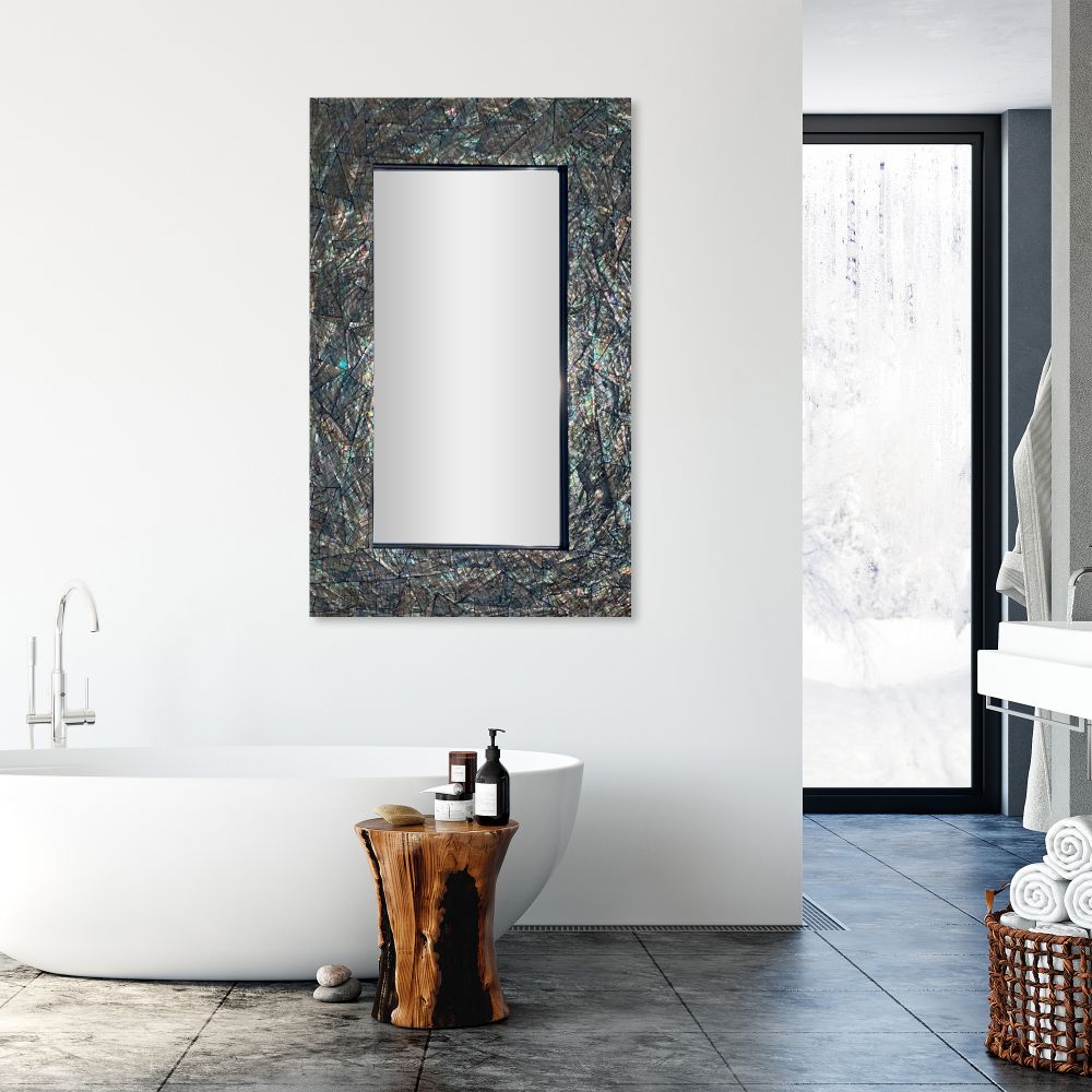 Brindled Glam Large Rectangle Mother of Pearl Framed Mirror