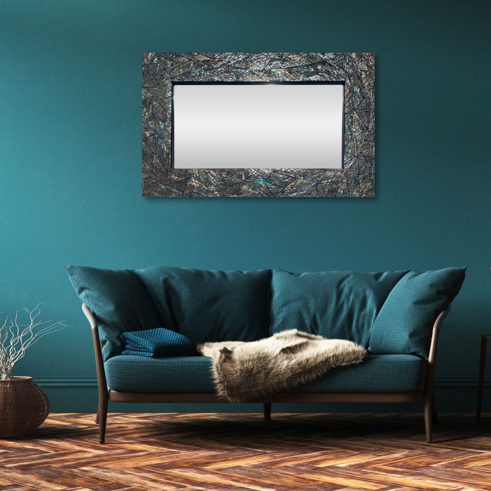 Brindled Glam Large Rectangle Mother of Pearl Framed Mirror