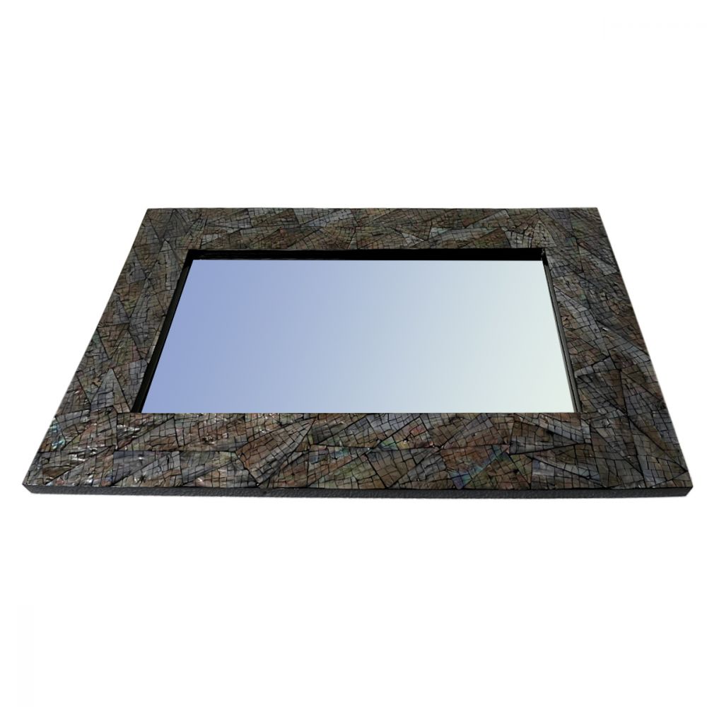 Brindled Glam Large Rectangle Mother of Pearl Framed Mirror