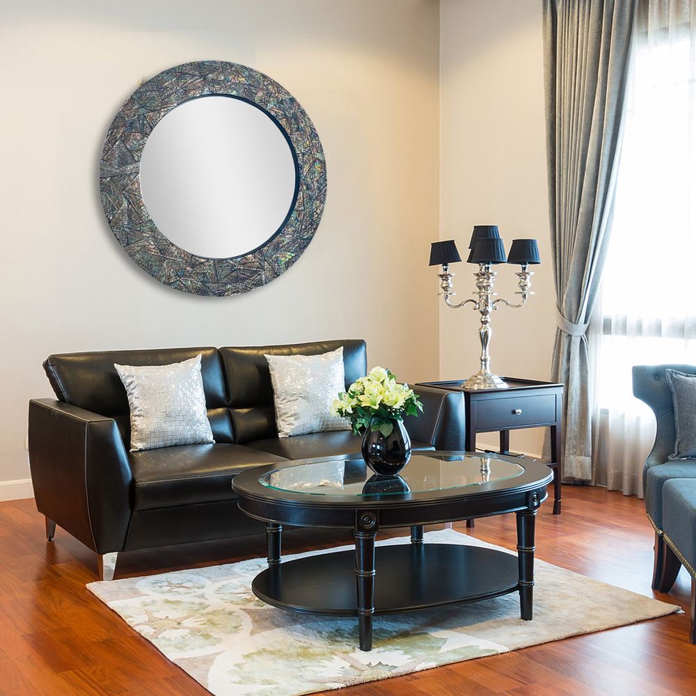 Brindled Glam Large Mother of Pearl Framed Mirror