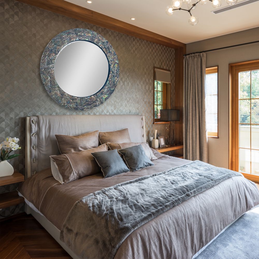 Brindled Glam Large Mother of Pearl Framed Mirror