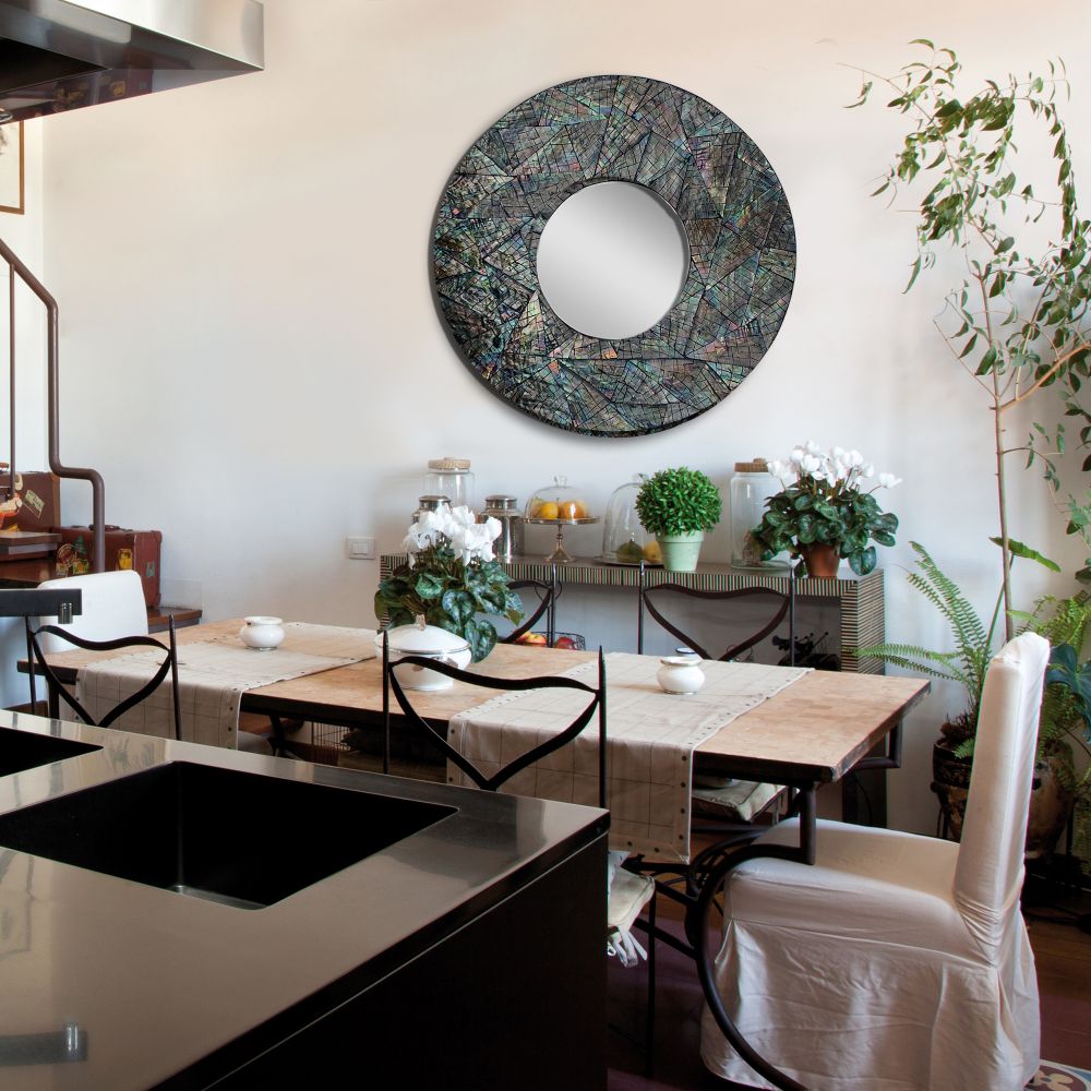 Brindled Glam Small Mother of Pearl Framed Mirror