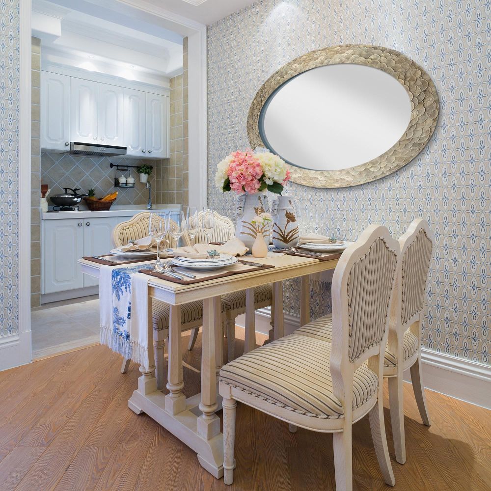 Gold Seaside Large Mother of Pearl Framed Oval Mirror