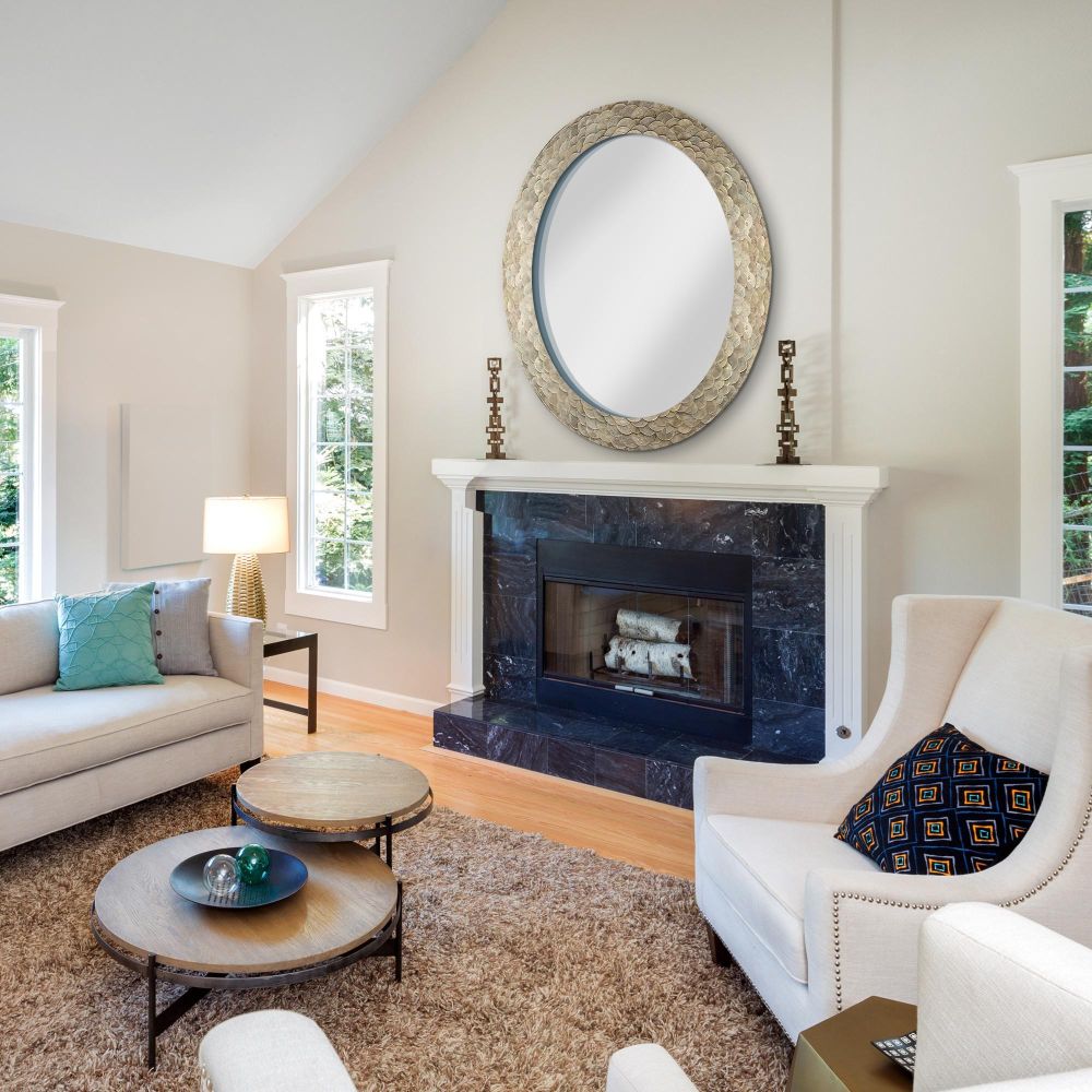 Gold Seaside Large Mother of Pearl Framed Oval Mirror