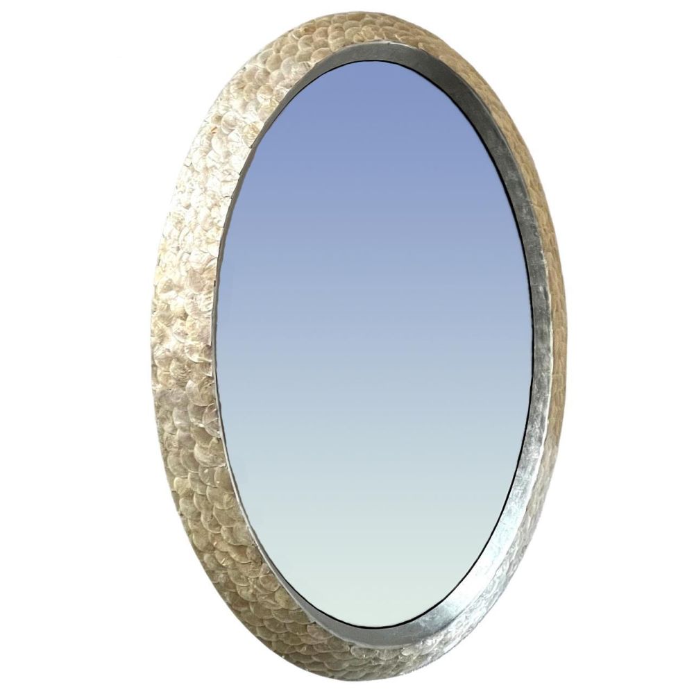 Gold Seaside Large Mother of Pearl Framed Oval Mirror