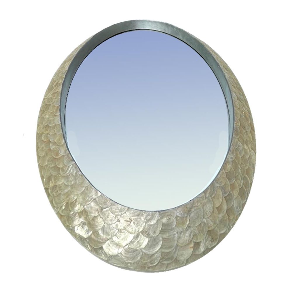 Gold Seaside Large Mother of Pearl Framed Oval Mirror