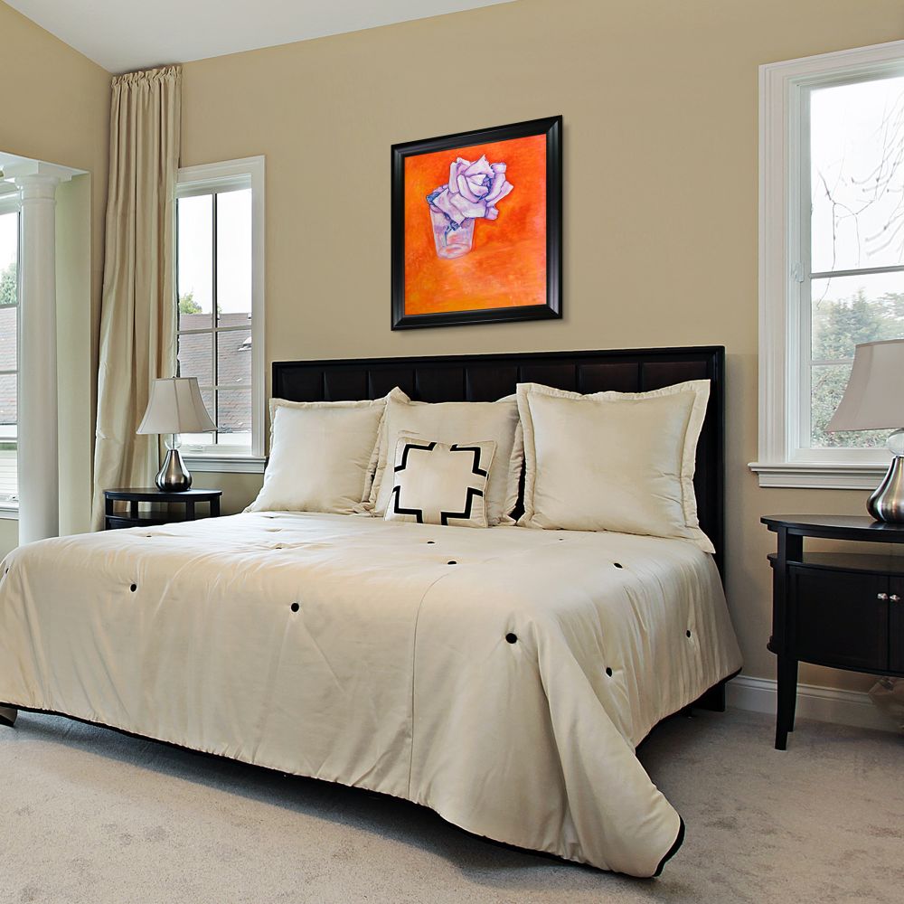 White Rose in a Glass Pre-framed - Black Matte Frame 20"X24"