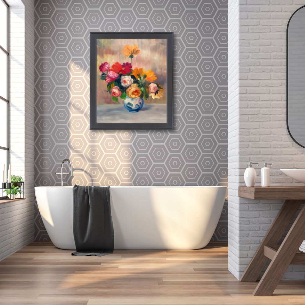 Vase of Roses and Dahlias