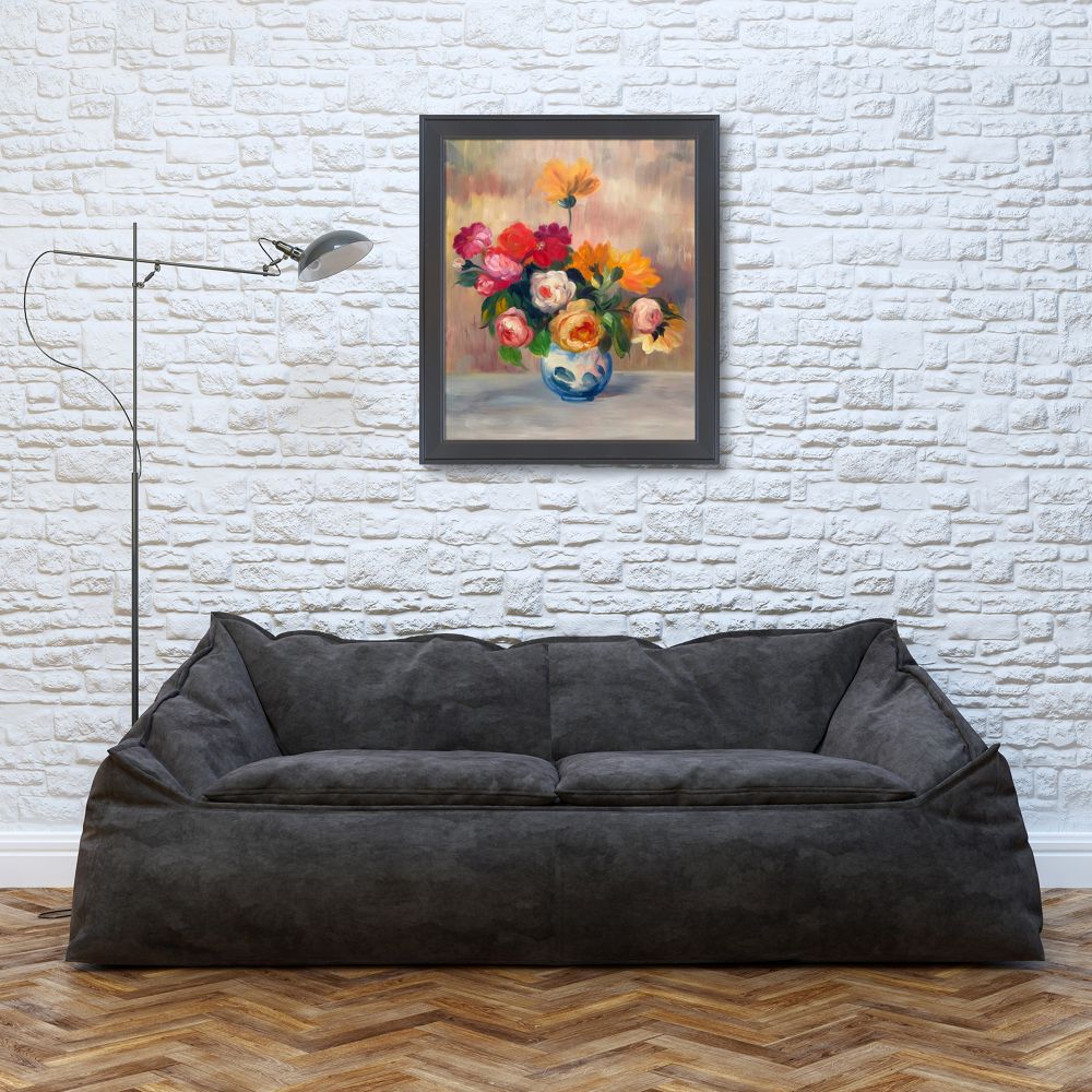 Vase of Roses and Dahlias