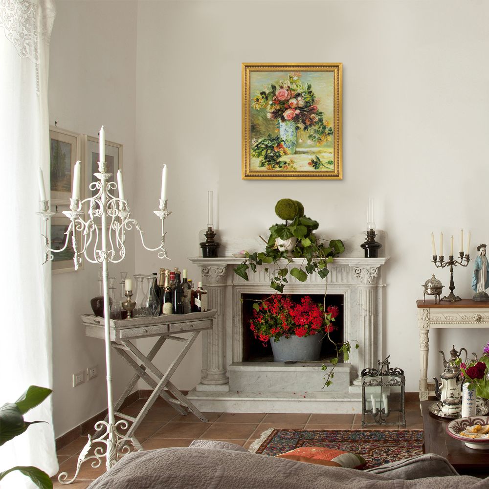 Roses and Jasmine in a Delft Vase