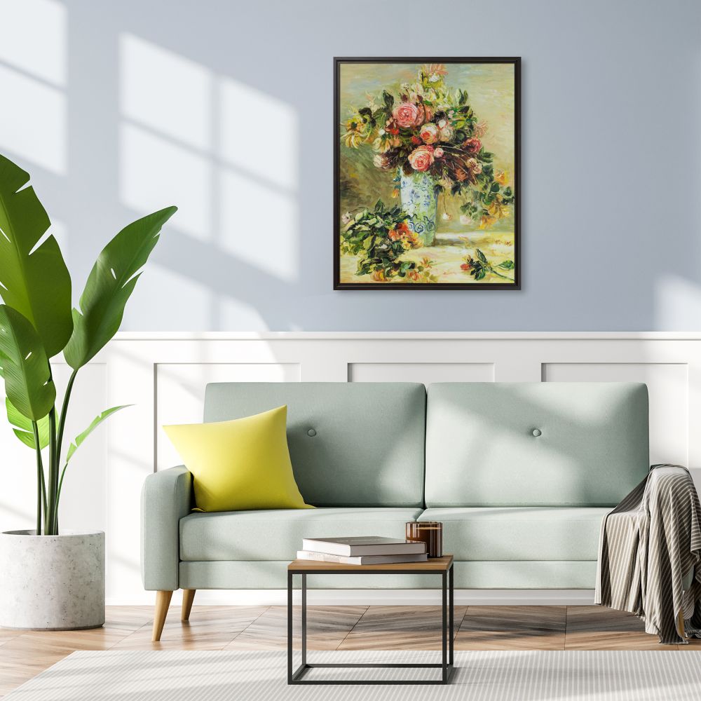 Roses and Jasmine in a Delft Vase