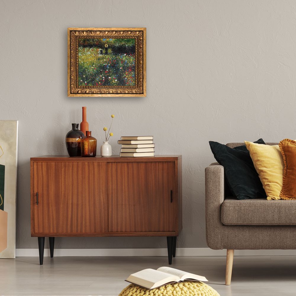 Frau mit Sonnenschirm,1875 Pre-framed - Versailles Gold Frame 8" X 10"