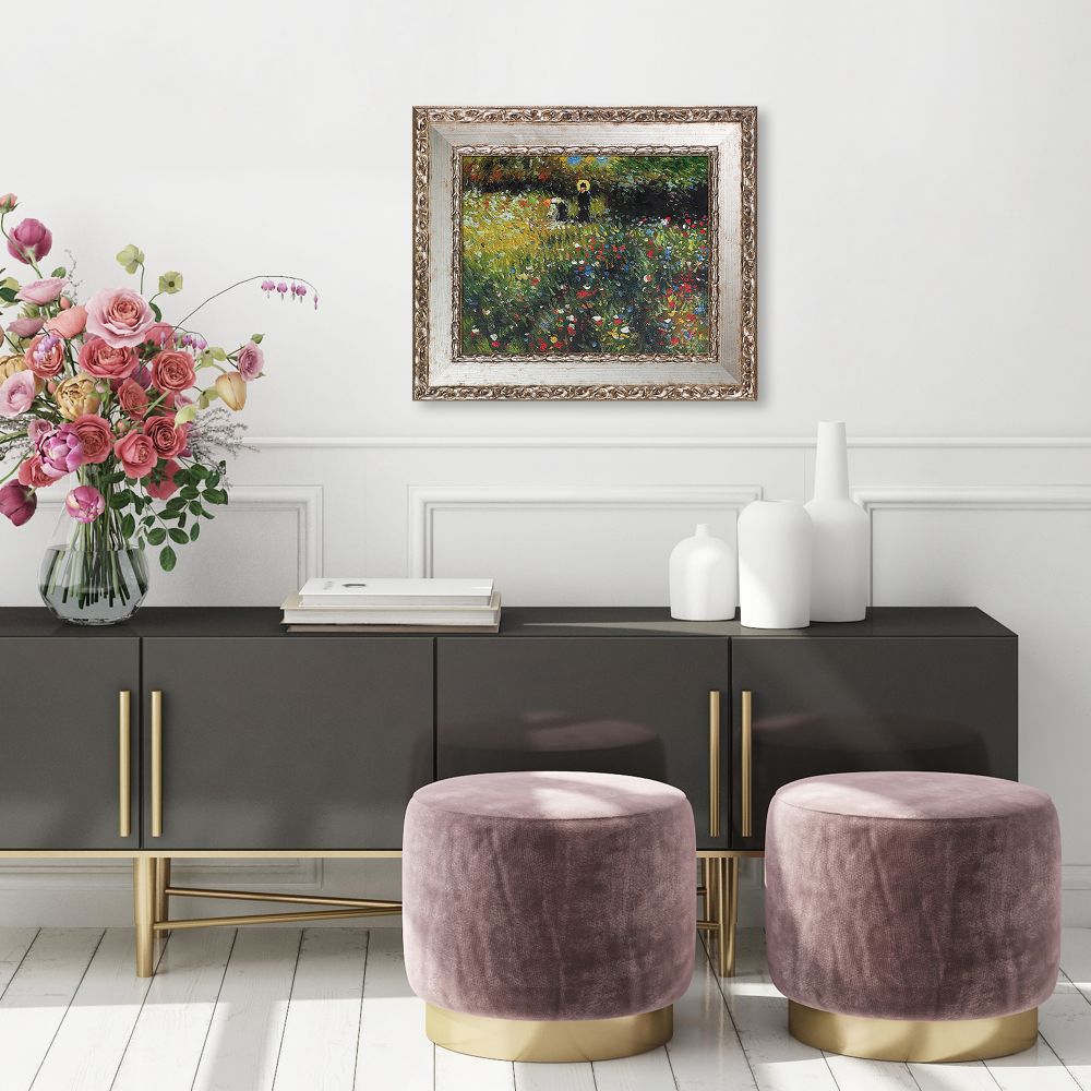 Frau mit Sonnenschirm,1875 Pre-framed - Versailles Silver Salon Frame 8"X10"