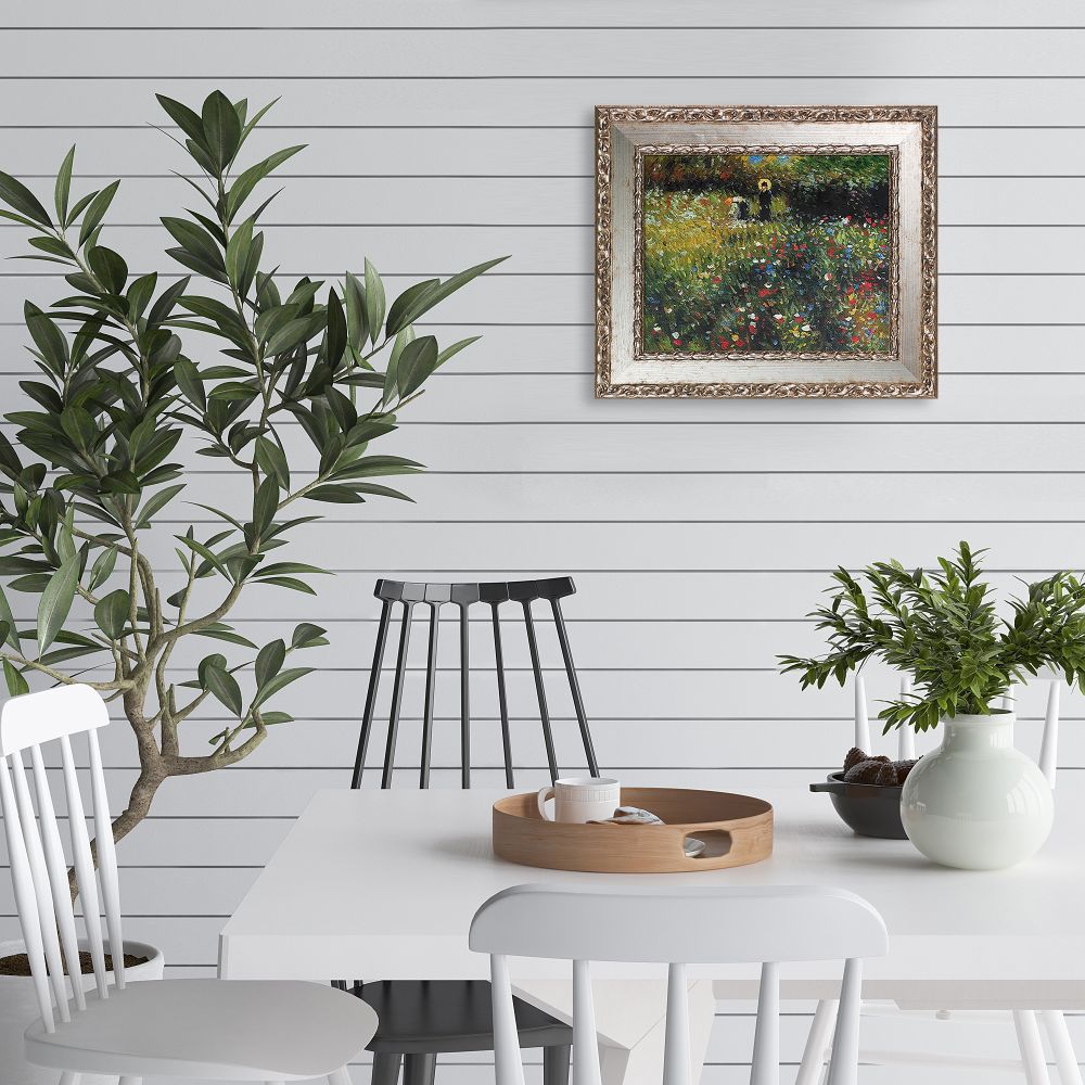 Frau mit Sonnenschirm,1875 Pre-framed - Versailles Silver Salon Frame 8"X10"