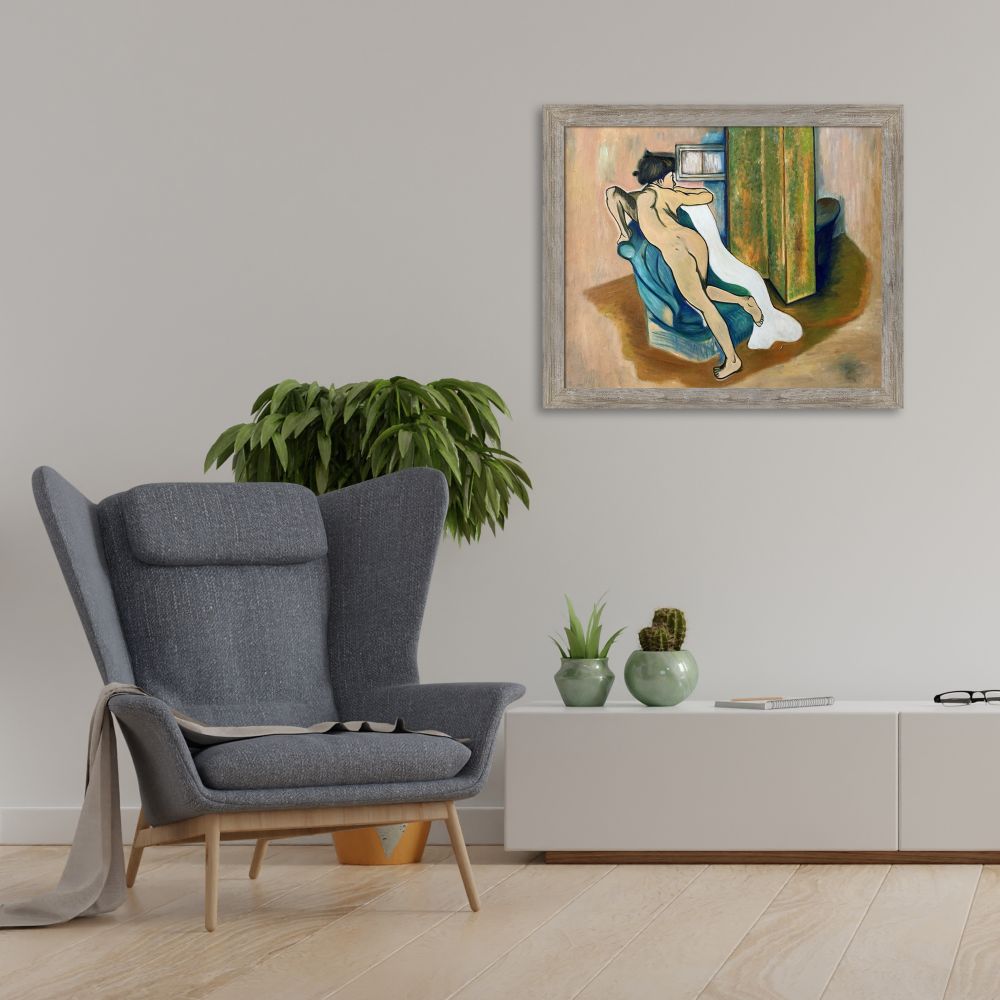 After the bath Pre-framed - Metropolitan Pewter Frame 20" X 24"