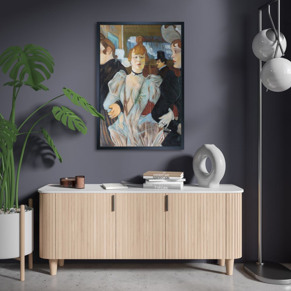 La Goulue arriving at the Moulin Rouge Pre-framed - Studio Black Wood Frame 24"X36"