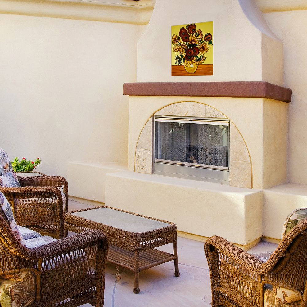 Vase with Fifteen Sunflowers Wall Tile