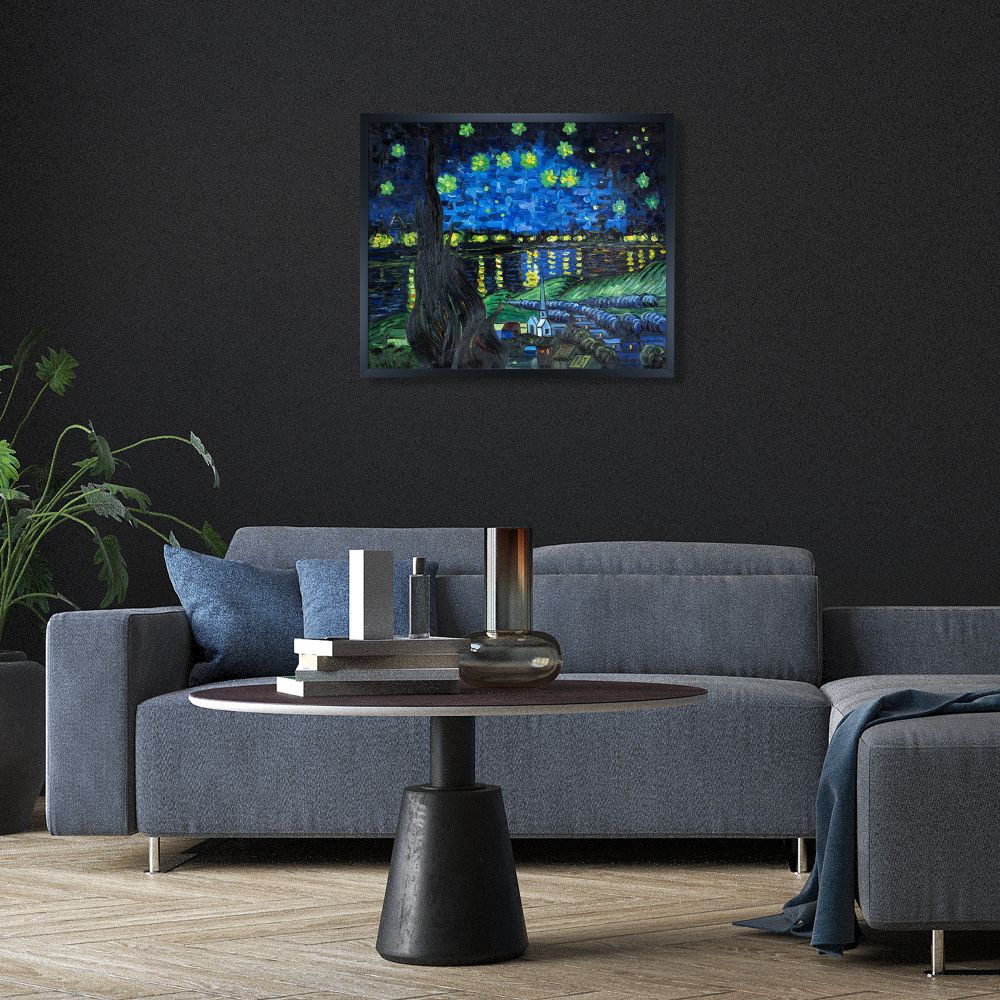 Starry Rhone Collage Pre-framed - Studio Black Wood Frame 20"X24"