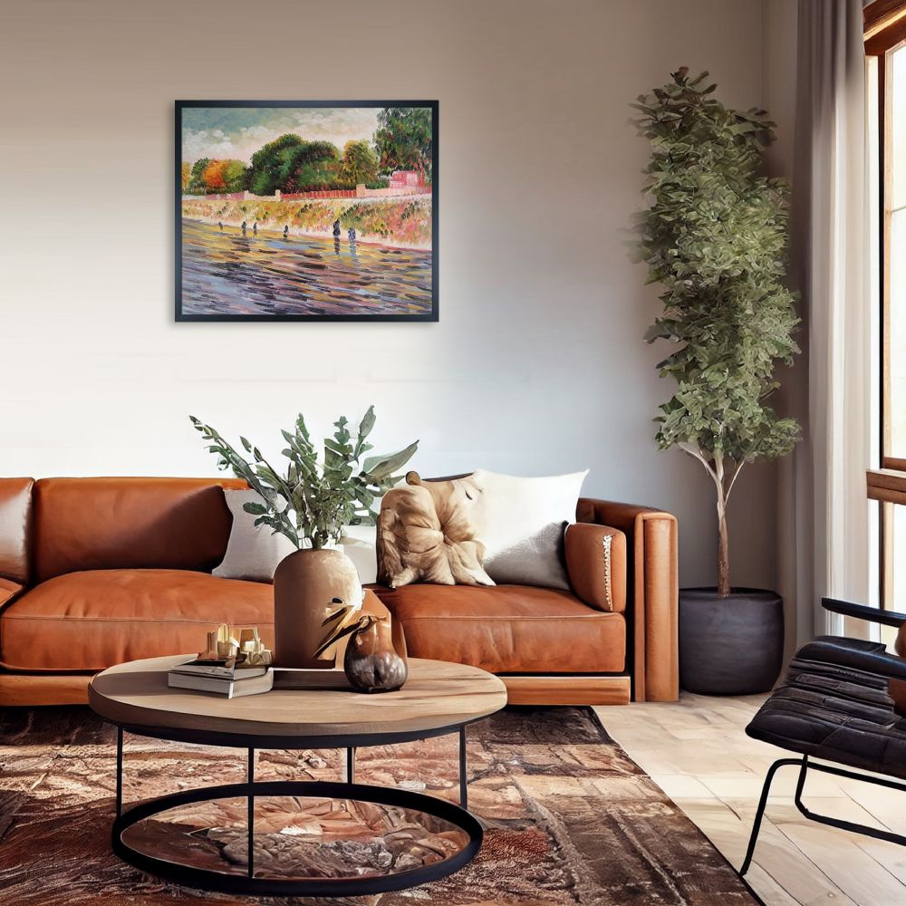 The Banks of the Seine May-June Pre-framed - Studio Black Wood Frame 20"X24"