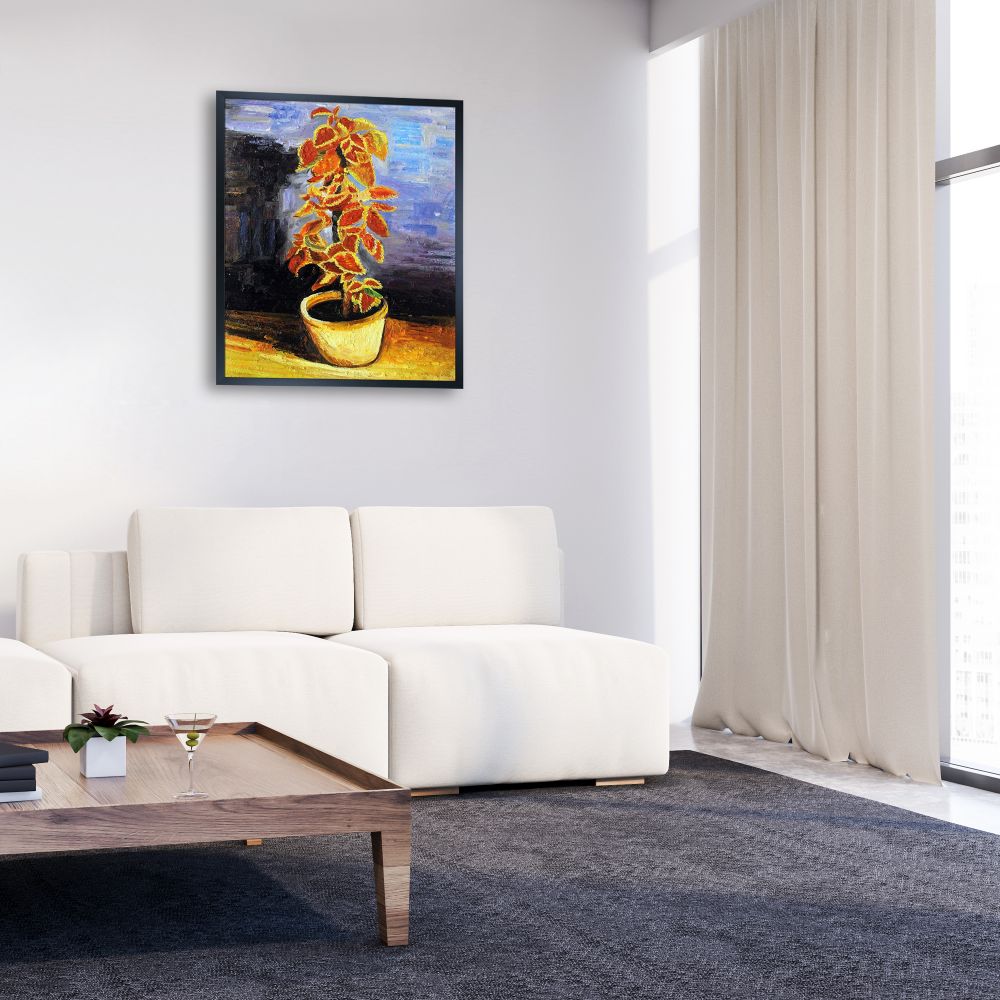 Coleus Plant in a Flowerpot Pre-framed - Studio Black Wood Frame 20"X24"