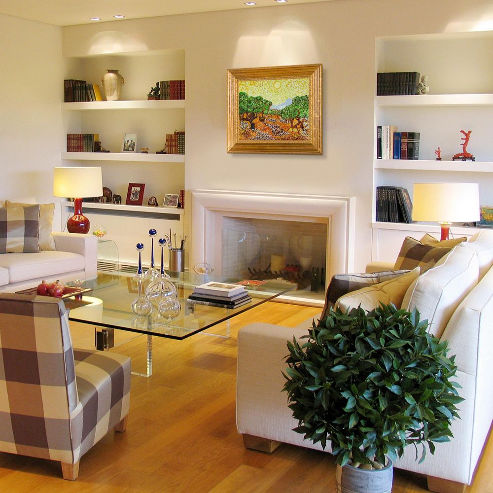 Olive Trees with Yellow Sun and Sky