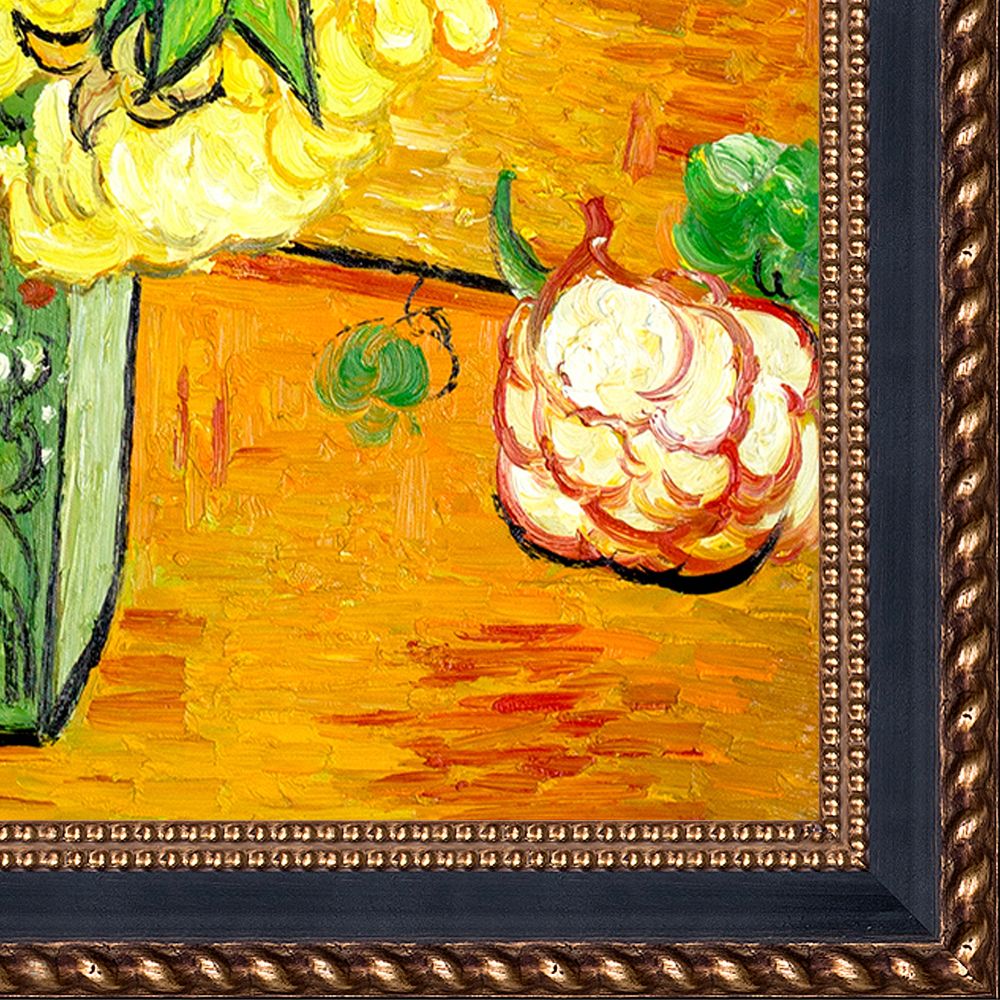 Japanese Vase with Roses and Anemones, 1890 Pre-framed - Verona Black and Gold Braid 20" X 24"