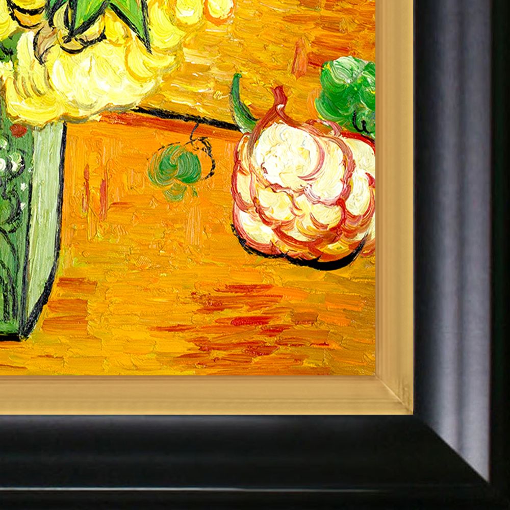 Japanese Vase with Roses and Anemones, 1890 Pre-framed - Black Matte King and Piccino Luminoso Custom Stacked Frame 20" X 24"