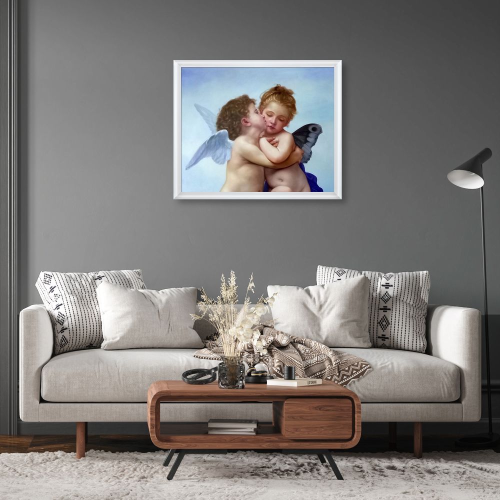 Cupid and Psyche as Children Pre-framed - Moderne Blanc Frame 20" X 24"