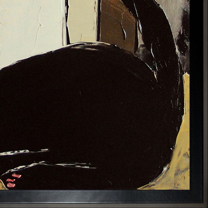 Black Cat is a Sleeping Pre-Framed - Studio Black Wood Angle Frame 20"X24"