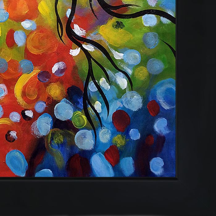 Rainbow Tree Reproduction Pre-Framed - New Age Black Frame 20"X24"