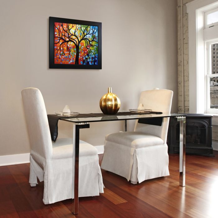 Rainbow Tree Reproduction Pre-Framed - New Age Black Frame 20"X24"