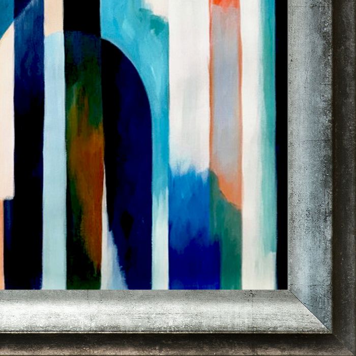 Blue Curve Reproduction Pre-framed - Athenian Distressed Silver Frame 20"X24"