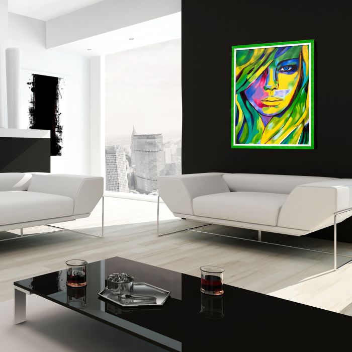 Urban Camouflage Reproduction Pre-Framed - Jubilee Green with Studio White Custom Stacked Frame 30" X 40"