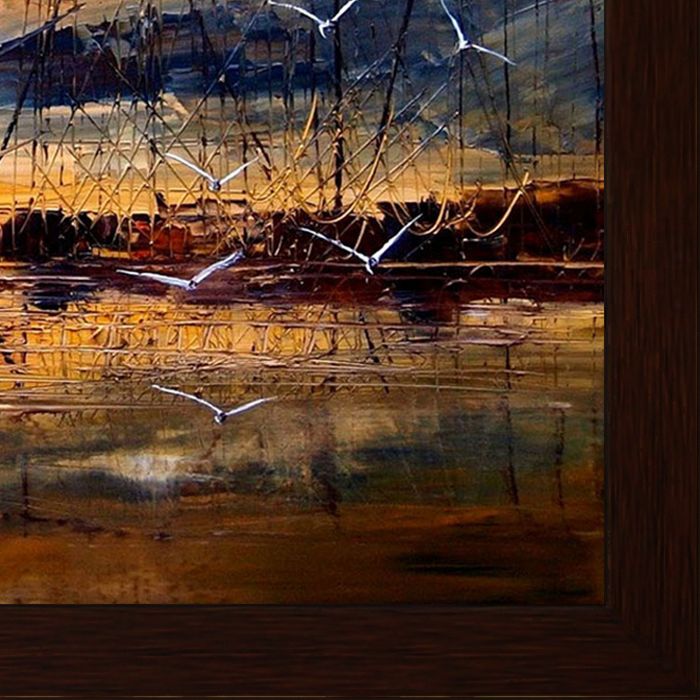 Harbour by Justyna Kopania Pre-Framed Canvas Print - Studio Walnut Wood Frame 8