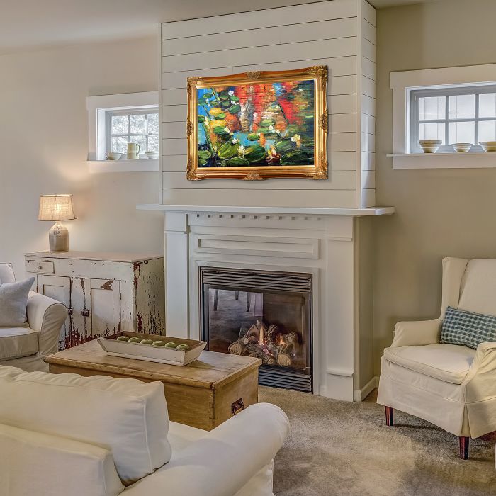 Water Lilies Reproduction Pre-Framed - Victorian Gold Frame 24"X36"