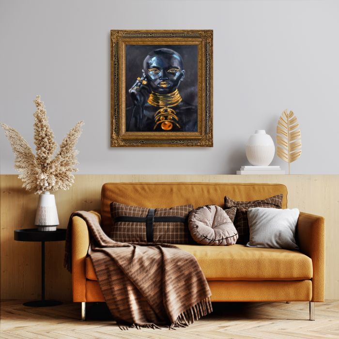 In Gold Reproduction Pre-framed - Black Crackle King Frame 20"X24"